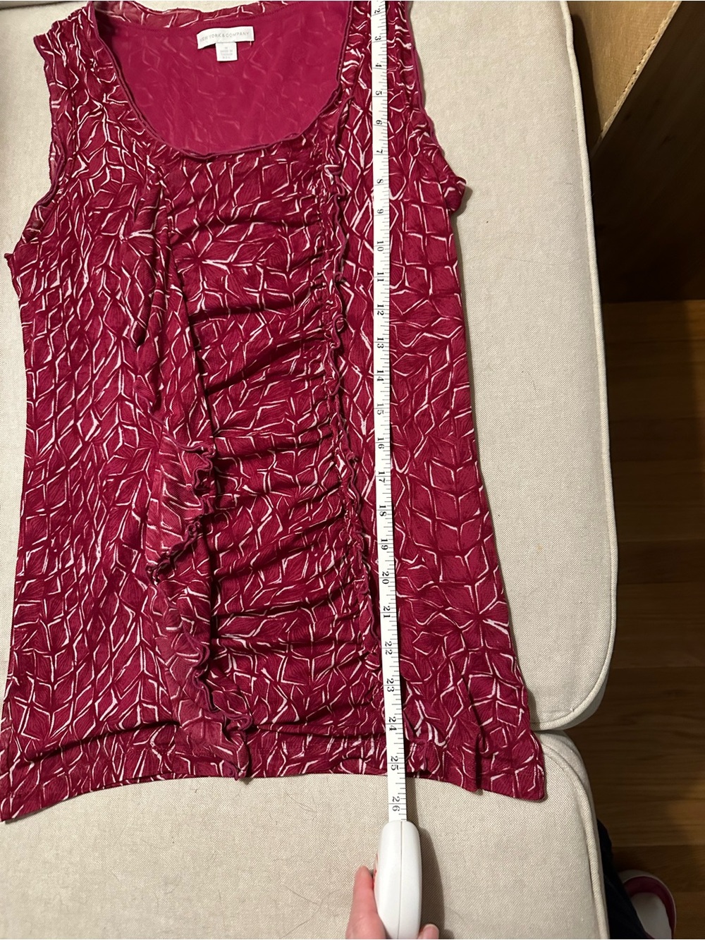 New York & Company Burgundy Ruffled Scoop Neck Tank - Picture 5 of 6
